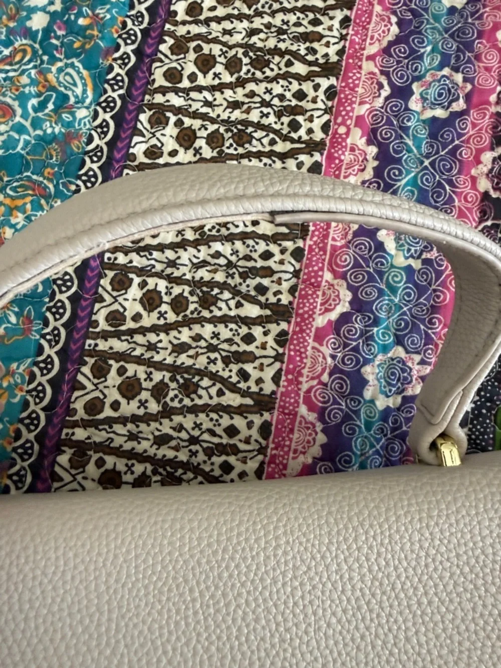 Structured Pebbled Satchel in Light Taupe. Missing strap